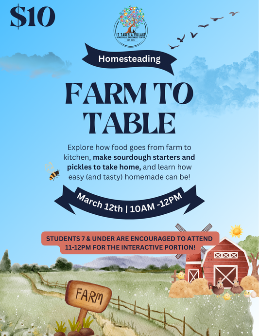 Homesteading Farm to Table - 3/12