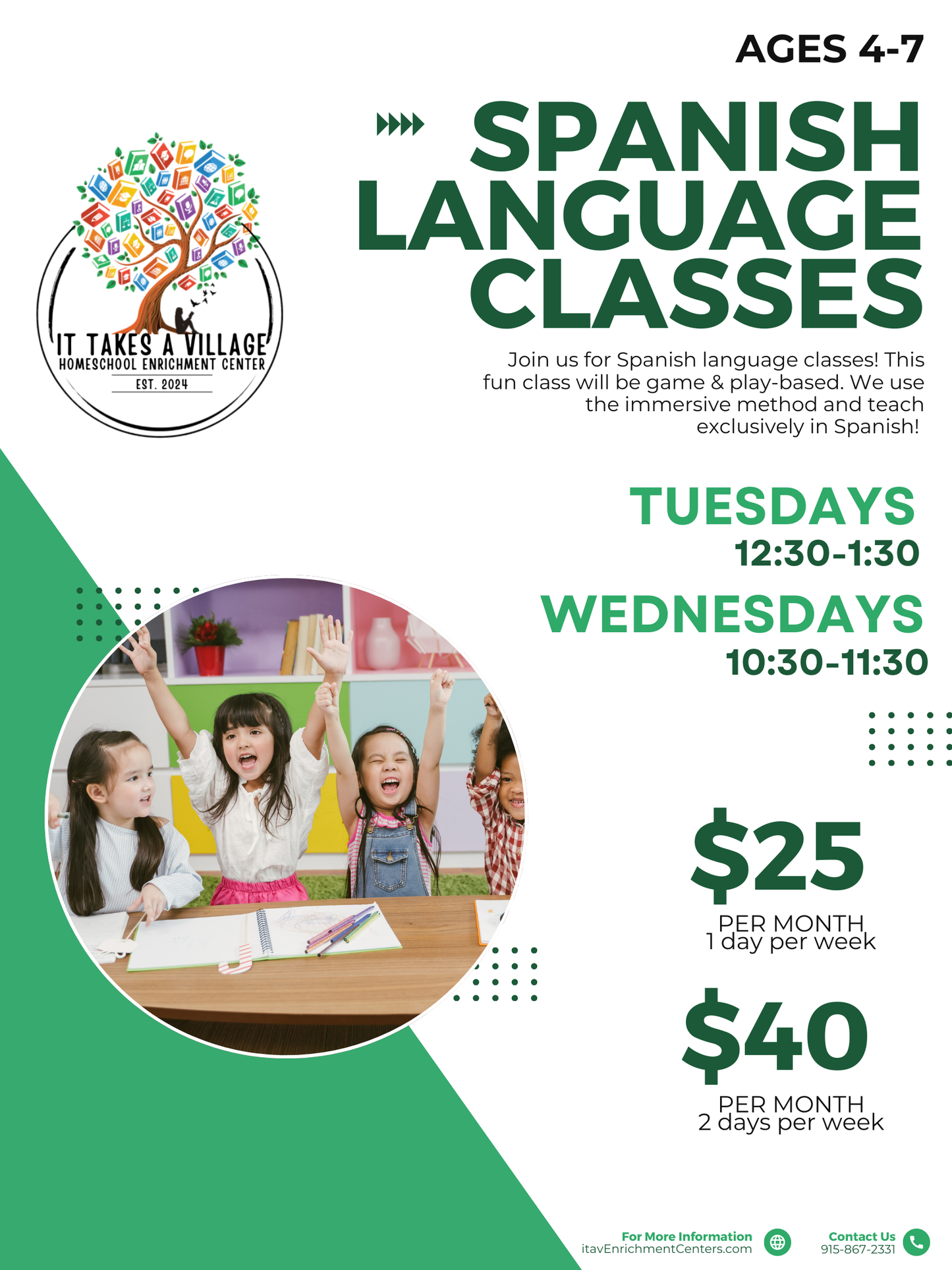 Spanish Language Classes, 4-7 years